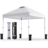 Nazhura Portable Canopy Tent, 10' x 10', White, with Wheeled Carrying Case