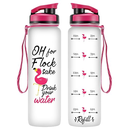 LEADO 32 oz Liter Motivational Tracking Water Bottle with Times