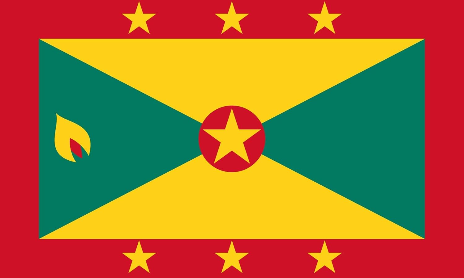 Grenada Large 5' x 3', Weather-Resistant Polyester Outdoor Flag, Multicolor, 5ft x 3ft