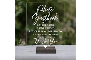 SWEET CAROLINA COLLECTIVE Photo Guestbook Acrylic Wedding Sign with Stand | Lucite Clear Guestbook Sign for Birthdays, Weddings, and Special Events