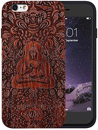 JuBeCo Patterni Design for iPhone 6/6s(4.7 Inch),Handmade Natural Solid Wood Case, Bamboo Case(Buddha)