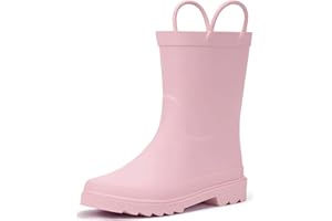Hehainom Toddler Kids Rain Boots for Boys Girls Waterproof Easy-on Handles Rainboots