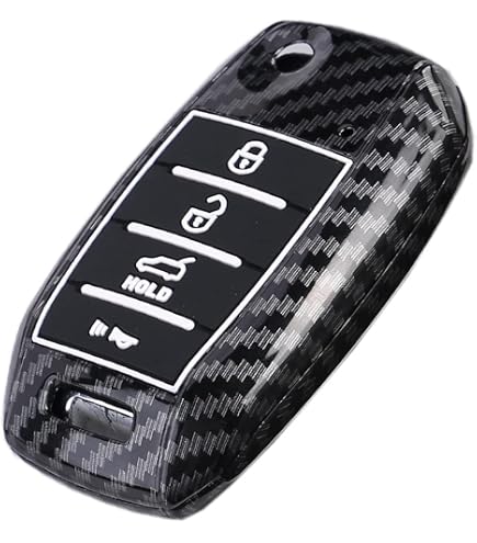 INFIPAR 2-Pack Key Fob Cover For Kia - Compatible With Forte, Sportage, Soul, Optima, Rio, Carbon Fiber Black, Silicone Case - View #7