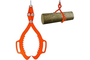 biosp Claw Hook, 25in Claw Log Grapple for Logging Tongs, Heavy Duty Grapple Timber Claw, Lumber Skidding Tongs Logging Grabber, Timber Lifting Tongs for Truck, ATV, Tractor (25”-Orange)