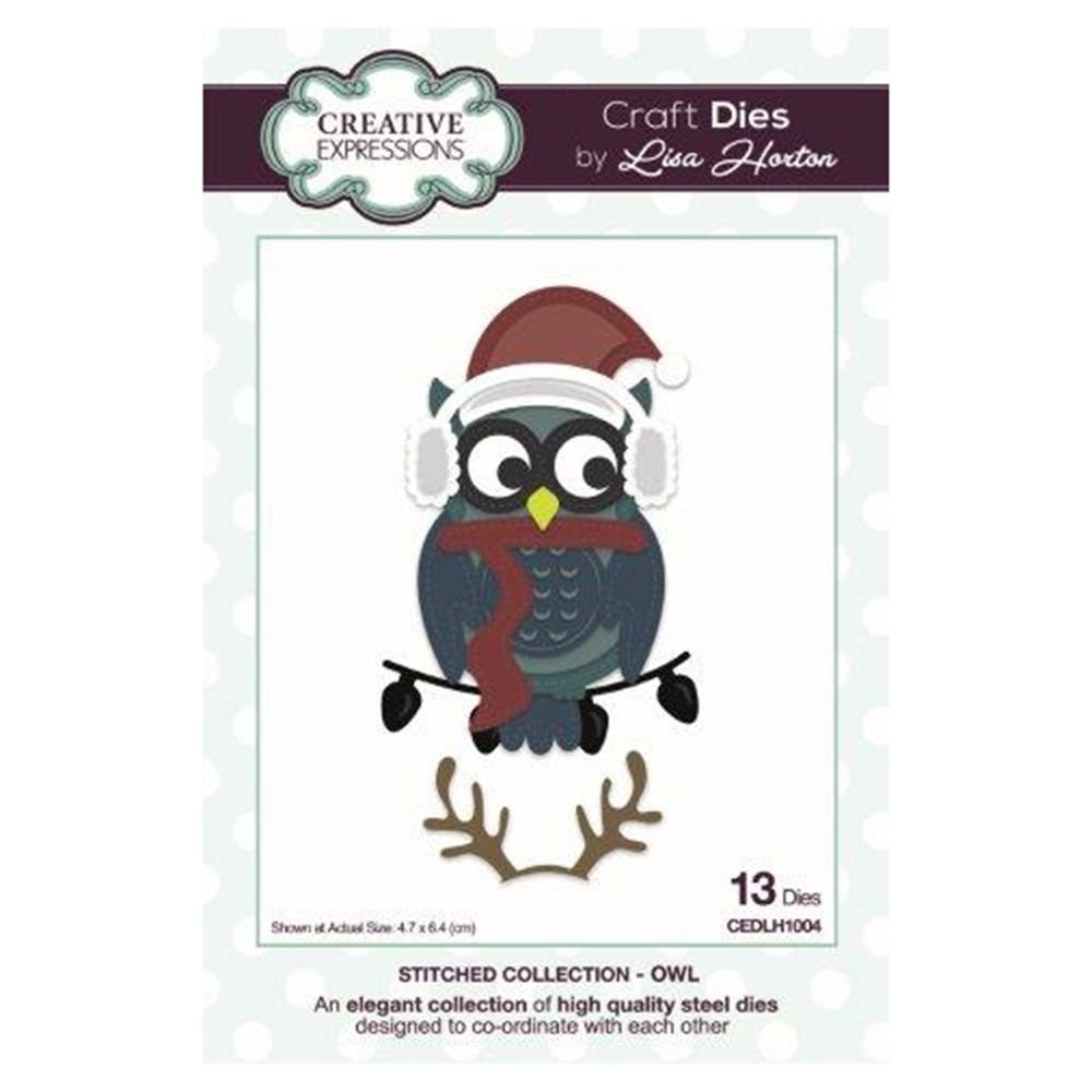 Lisa Horton The Stitched Collection Owl Die, Metal, Silver, 25 x 18 x 0.8 cm