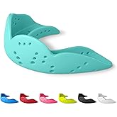SISU Aero Medium Mouthguard, Awesome Aqua - 30% Stronger Protection for Lacrosse, Football, Hockey, Roller Derby, Team Sports - Remoldable Up to 20 Times - Ultra Slim - Works for Braces - Non Toxic