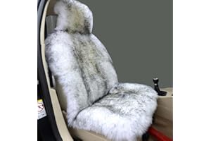 Sisha-A Winter Warm Authentic Australia Sheepskin Car Seat Cover Luxury Long Wool Front Seat Cover Fits Most Car, Truck, SUV,