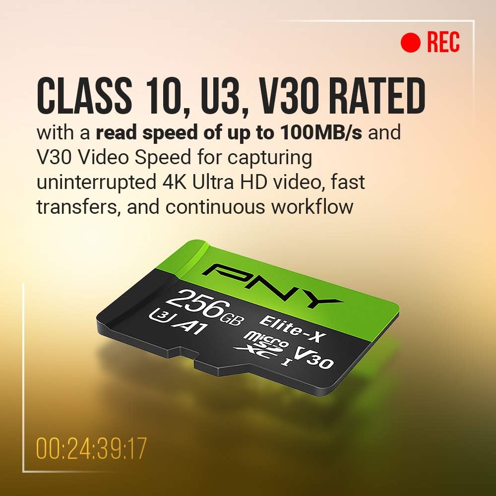 PNY 64GB Elite-X Class 10 U3 V30 microSDXC Flash Memory Card 3-Pack - 100MB/s, Class 10, U3, V30, A1, 4K UHD, Full HD, UHS-I, micro SD: Computers & Accessories