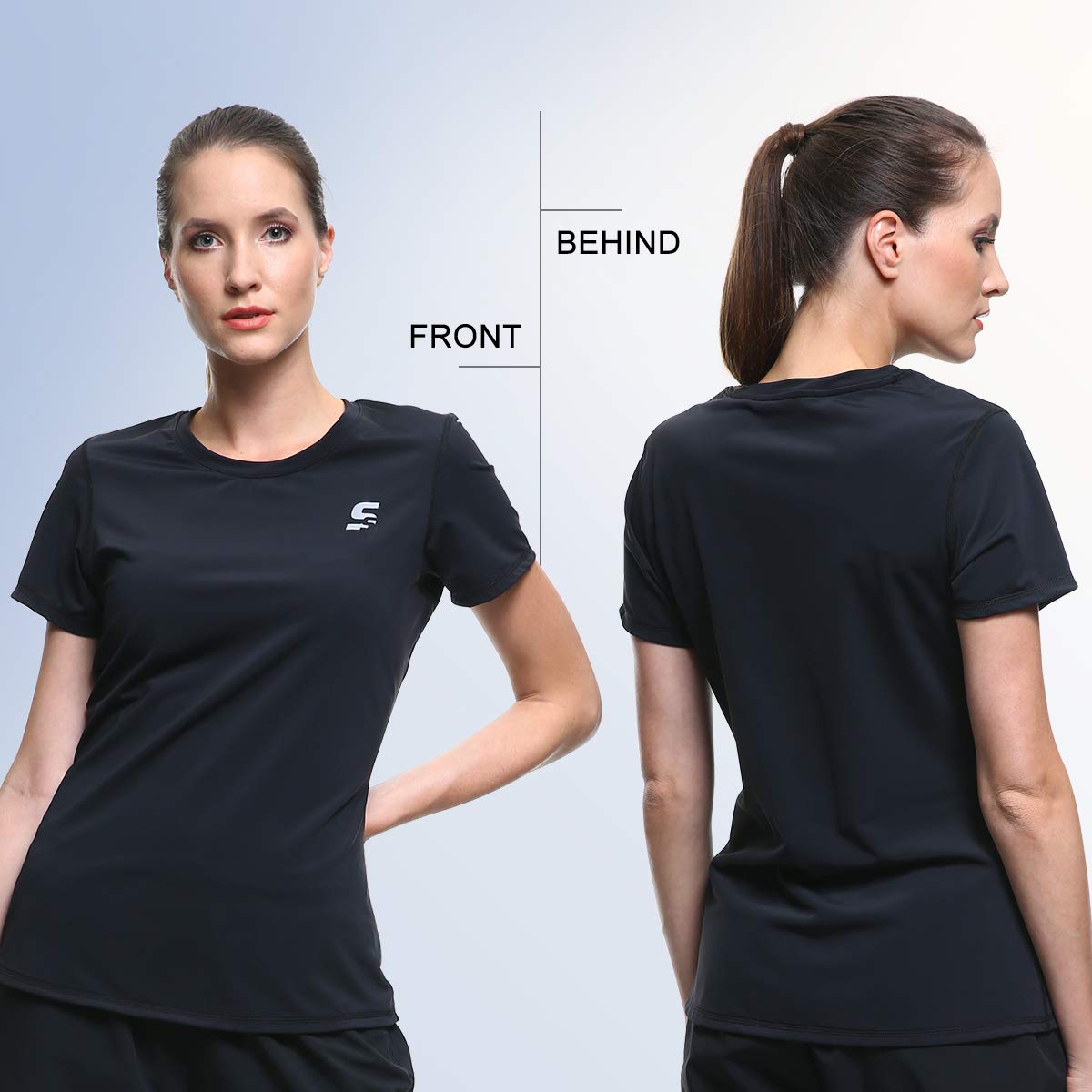 SS COLOR FISH Black Compression Shirt Women Baselayer L