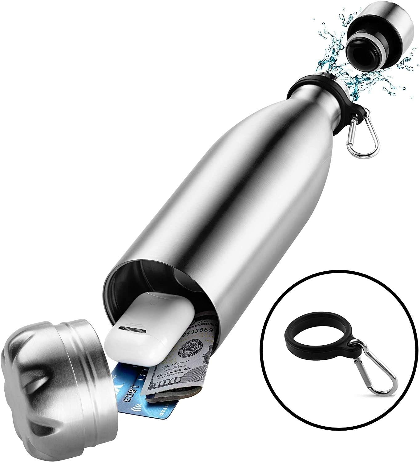 Diversion Safe Water Bottle Hidden Storage Stainless Steel | Insulated Slim Water Bottle Keeps Your Drink Hot & Cold While Ensuring Valuables Are Secured | The Best Hide Money Container | 18 Ounces - - 