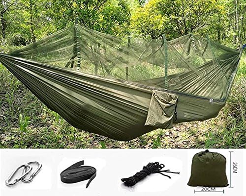 Flower Sea9 Lightweight Parachute Backpacking Camping Hammock Mosquito Net Hammock Hiking Hanging Bed Portable High Strength Parachute Fabric travel bed for 2 Person Outdoor Travel (Amy Green)