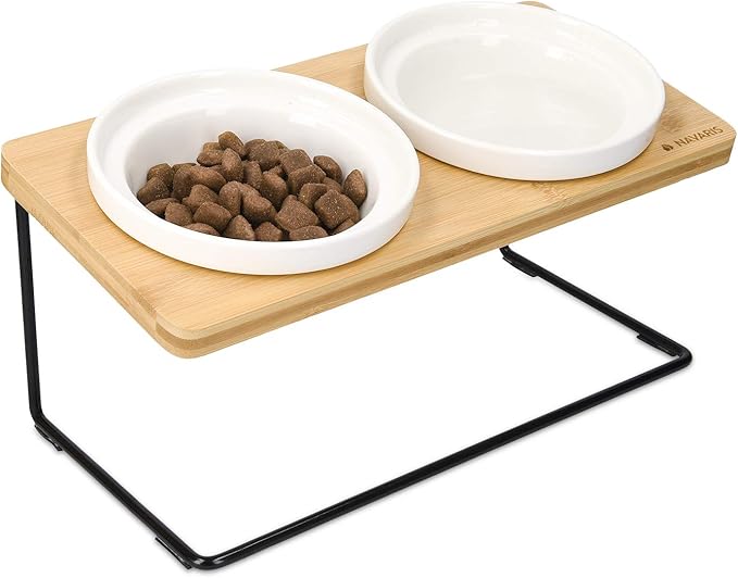 Gamelle Double Pour Petit Chien Et Chat - 2 Compartiments Eau Et Croquettes, Plastique Léger 24x12 Cm, Couleur Aléatoire