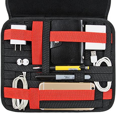 Electronics Organizer Case Bag, Travel Gear Management Organizer with Sleeve Bag for Electronics Accessories Cables Tablets iPad Laptops Cosmetics Personal Care Kit(Black)