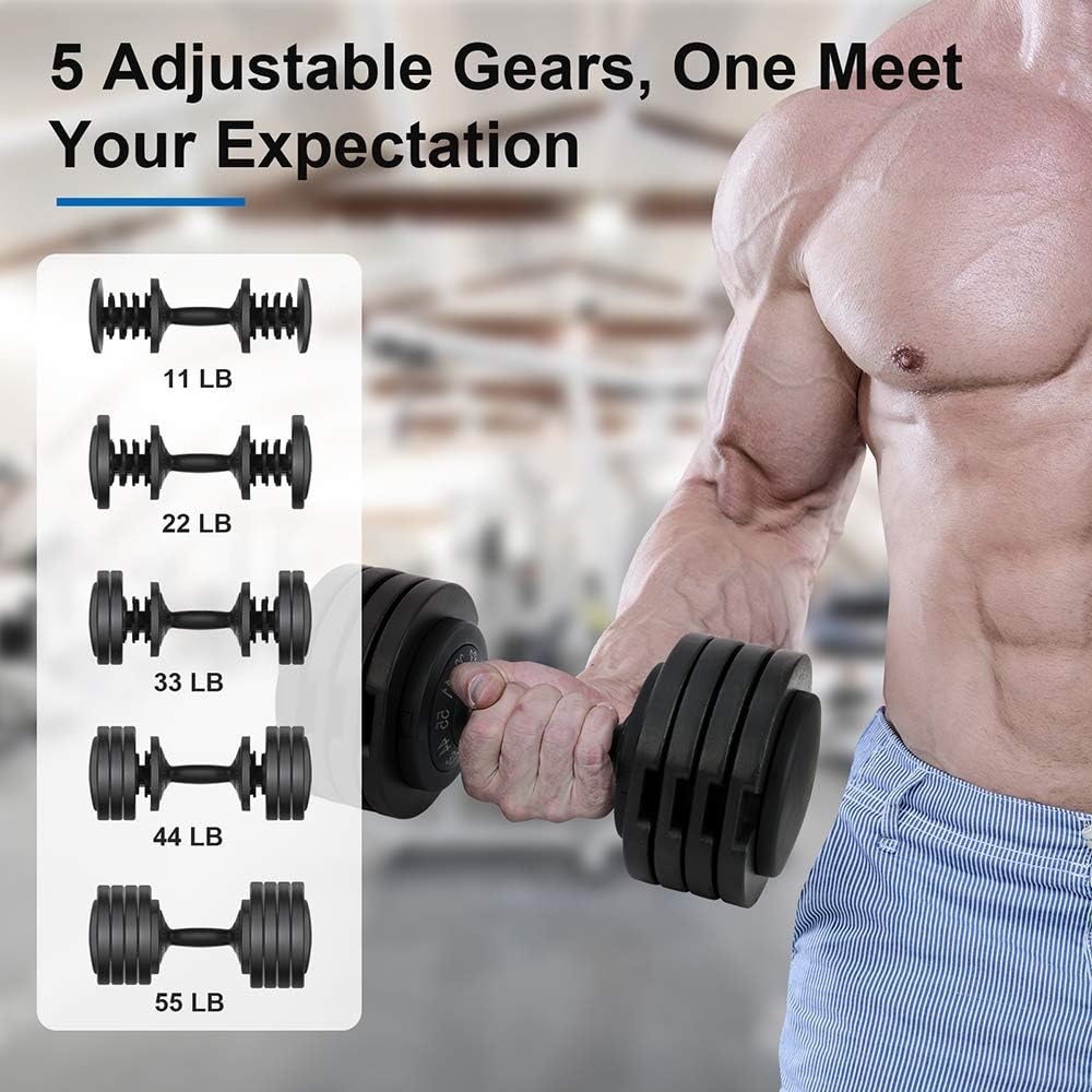 EnterSports Adjustable Dumbbell 55 lb Dumbbell Weight with Workout Exercise Posters Dumbbell for Men Body Workout Fitness Home, Office, Gym : Sports & Outdoors