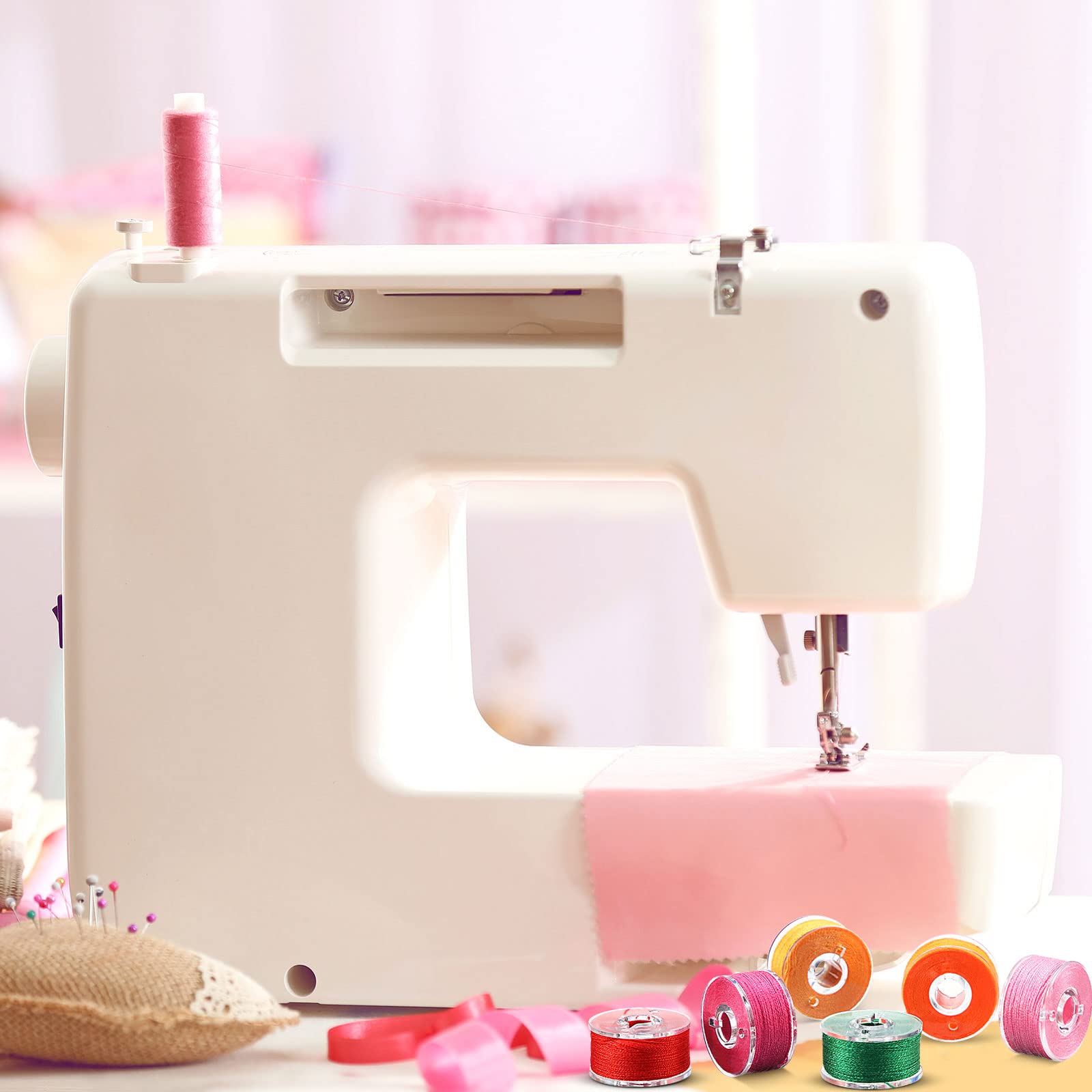 Outus 50 Pieces Prewound Thread Bobbins with Bobbins Box for Brother Sewing Machine, 50 Assorted Colors
