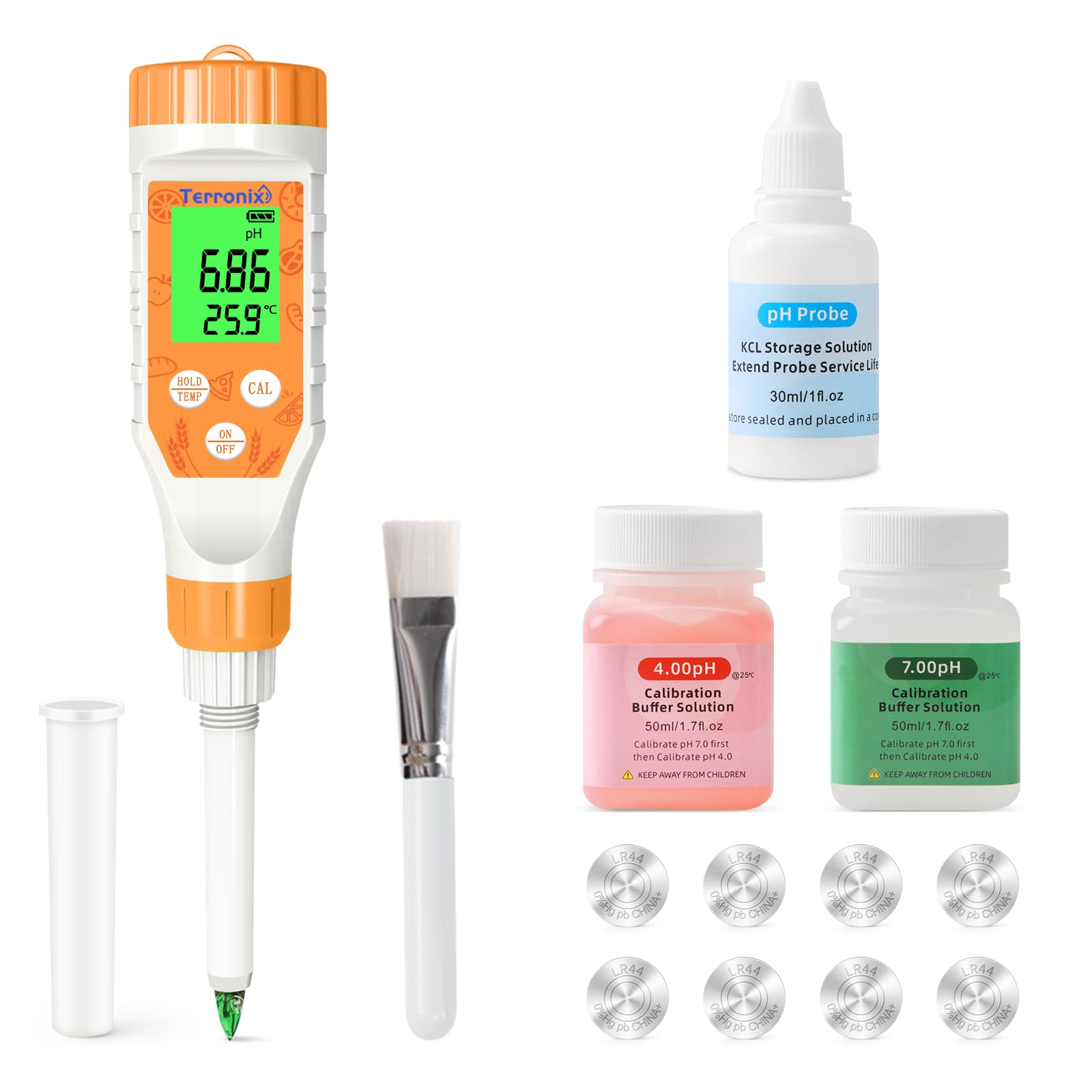 Food pH Meter Digital Tester for Fermentation Canning Cooking Orange