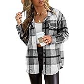 AUTOMET Shackets for Women Plaid Flannel Shirts Fall Winter Jackets Cute Tops Trendy Western Cowgirl Outfits Teen Girls Coats
