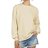 ZENUTA Sweatshirt for Women Long Sleeve Crewneck Womens Sweatshirt Pullover Long Sweatshirts for Women Tunic Top Loose Fit Beige