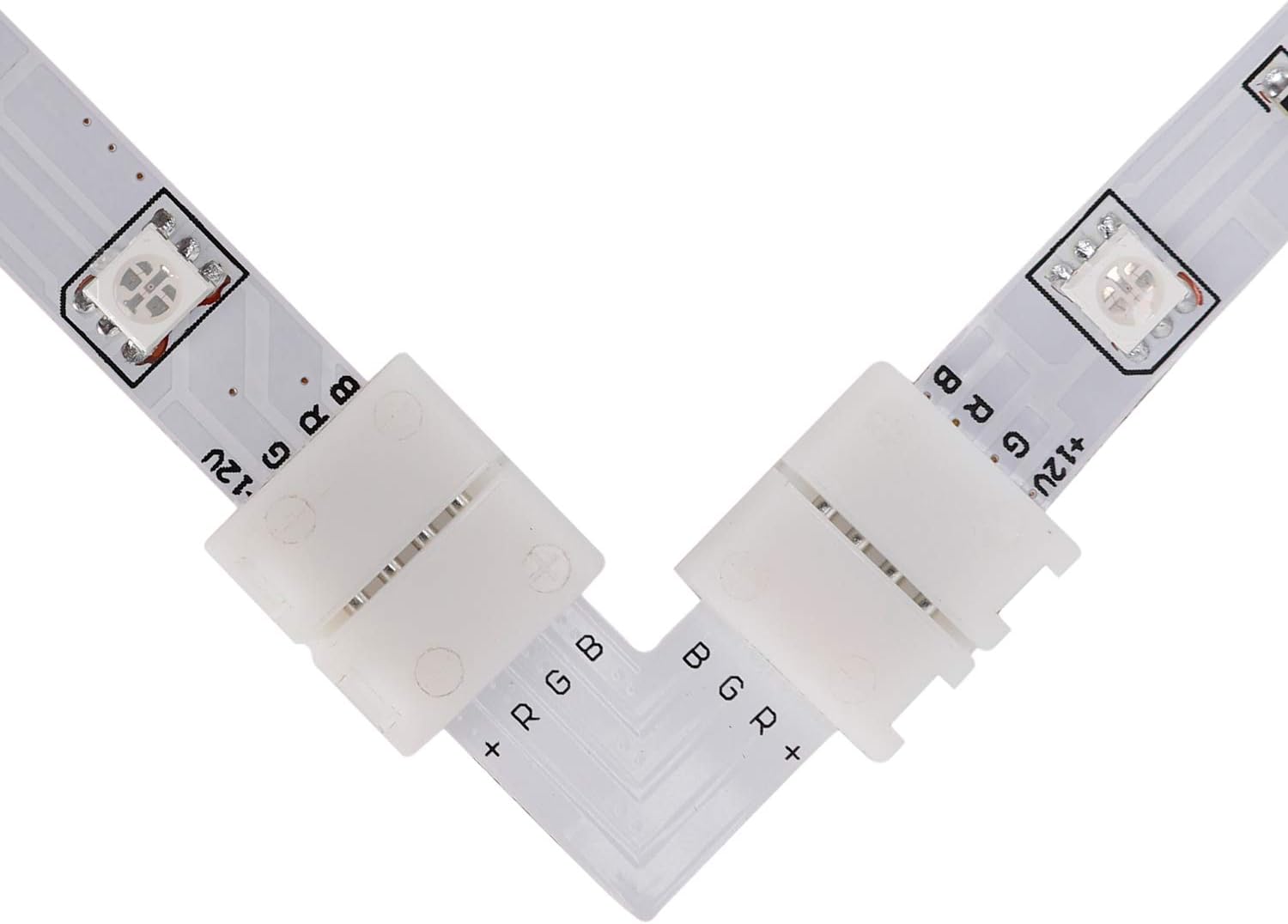 Led L Connector LED Strip Connector, L Shape Connector, 12pcs 10mm 4 Pin 5050 RGB LED ...