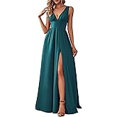 Ever-Pretty Women's V-Neck Prom Dresses Sleeveless Side Slit Formal Gown Floor Length Bridesmaid Wedding Guest Dress 0168B