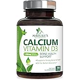 Calcium Supplement 1200 mg - with Vitamin D3 for Best Absorption - Supports Immune Health, Bones & Teeth - Nature's Calcium Carbonate + 1600 IU of D3 - Bottled in USA for Women & Men - 240 Tablets