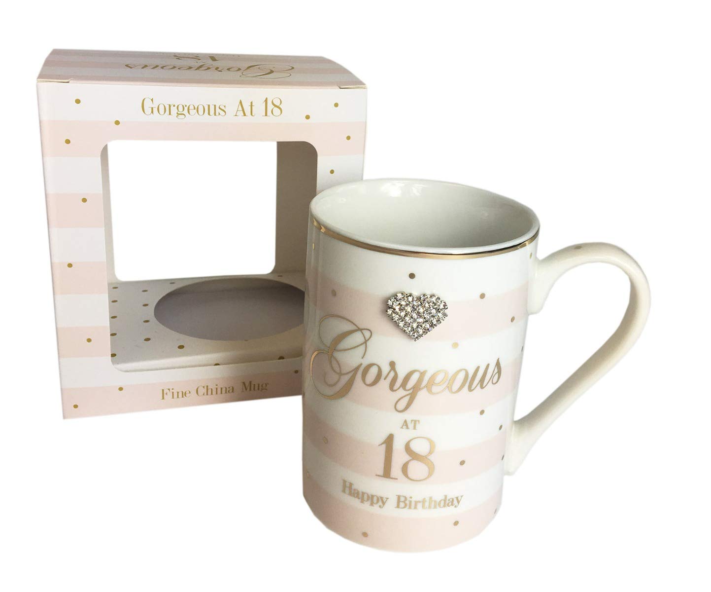 Card and Party - Gorgeous 18th China Mug Happy Birthday Gift for Girls Age Diamante Boxed Present
