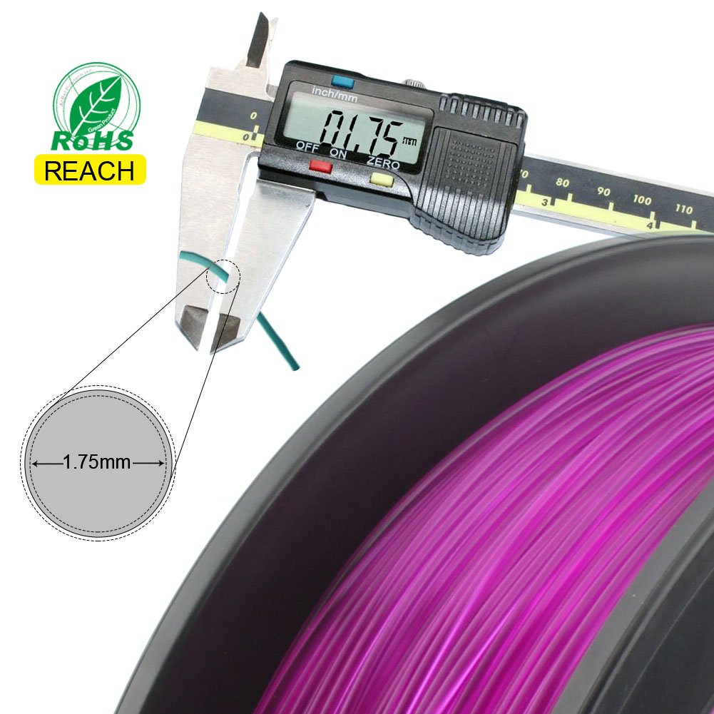 CREOZONE PLA 3D Printer Filament Clear Purple 1.75mm 1KG, 3D Printing Supplies, Dimensional Accuracy +/- 0.03mm, 2.2 LBS Spool, 3D Print Filament 1.75 for Most 3D Printer & 3D Pen