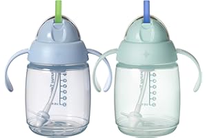 Tommee Tippee Starter Weighted Straw Baby & Toddler 10oz Sippy Cup for 6 Months+, with Silicone Weighted Straw and Easy-Hold 