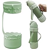 Bottle Bumper Silicone Boot with Handle for Owala 24oz Water Bottle, Sleeve Protector with Strap for Owala Freesip Water Bottle 24 oz, No Scratch Full Protetive Cover, for Running, Bike, Jogging(Green