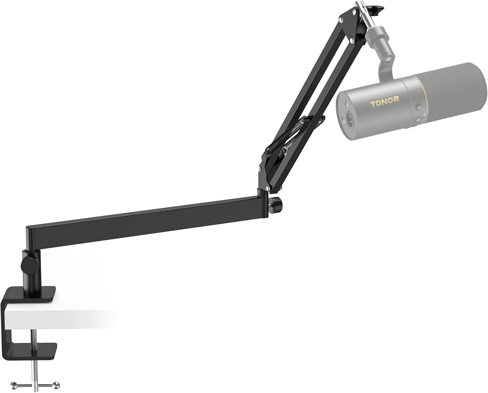 TONOR T20LP Low Profile Mic Arm Desk Mount 3/8 5/8 Adapter 74cm Reach