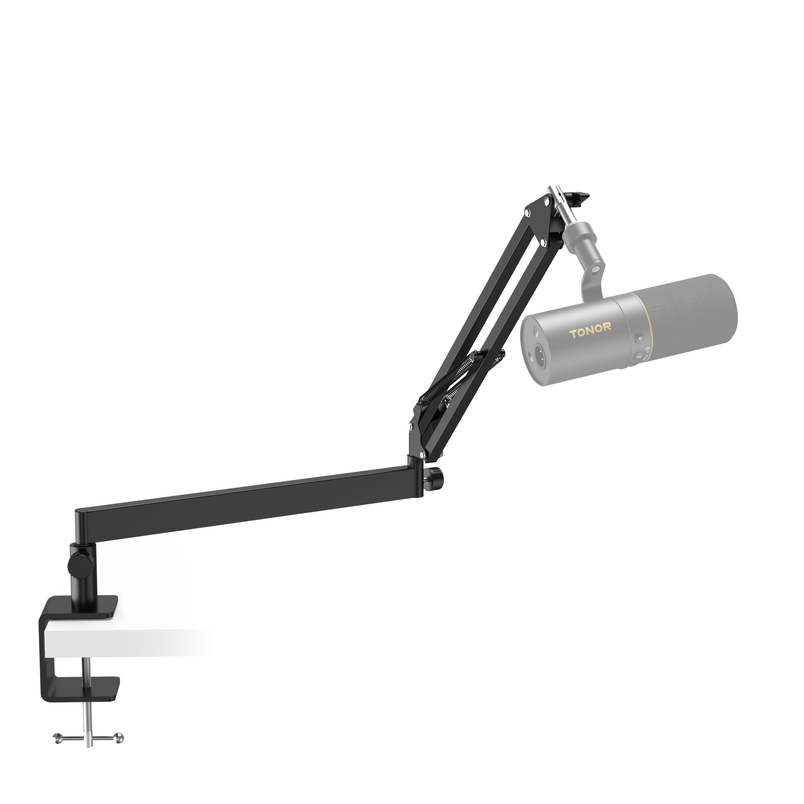 TONOR Mikrofon Arm Niedrig Profil, Low Microphone Boom Arm Auf/Ab voll verstellbar Mikrofonarm Ständer Halterung mit hoher Kompatibilität, für Gaming, podcast, Studio Aufnahme, Home, Schwarz, T20LP