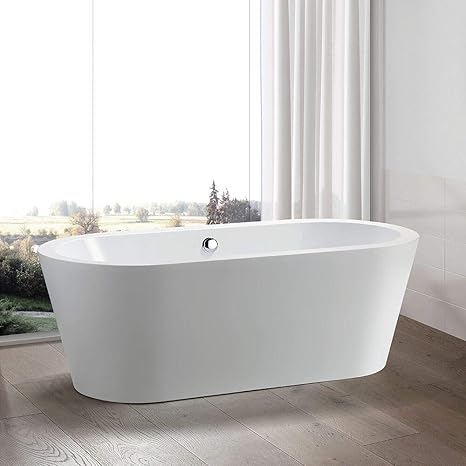 Vanity Art Freestanding White Acrylic Bathtub Modern Stand