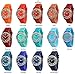 Women 12 Wholesale Assorted Crystal Rhinestone Large Face Watch Silicone Jelly Link Band