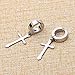 JLJ Non-pierced Clip On Hoop Earrings Set Stainless Steel Cross Dangle Drop Earrings for Women and Men