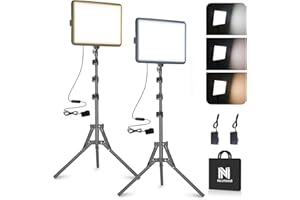 2-Pack Photography Lighting Kit, NiceVeedi 22W LED Video Light Kit, 2900-7000K Studio Light with Tripod Stand, 73" Stream Light for Video Recording
