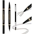 Eyebrow Pen,2-in-1 Waterproof Eyebrow Pencil with 4 Tip Microblading Brow Pen and Ultra-Precise Brow Pencil,with Dual-ended Eyebrow Brush,Eyebrow Makeup for Natural Looking - Dark Brown