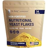 Dr. Berg Premium Nutritional Yeast Flakes - Delicious Non-Fortified Nutritional Yeast with Naturally Occurring B Vitamins - 8oz