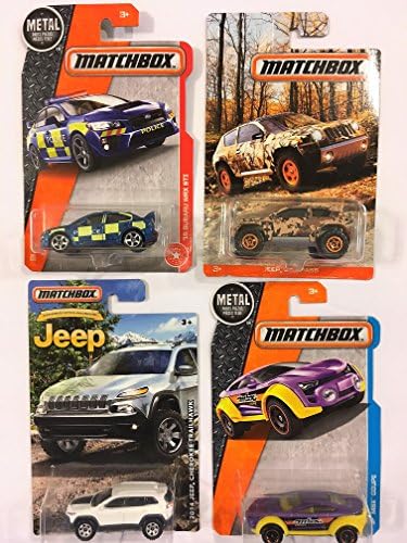 Matchbox Bundle #2 : FOUR (4) Matchbox vehicles Pictured: HIghlights: Jeep Compas Camo series, Subaru WRX Sti , Trailhawk &amp; MBX Coupe
