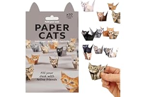 Treayes 3D Origami Paper Cats, 50 Sheets DIY Origami Paper for Kids & Adults, Fun Creative Art Project, Desk Decor and Gift for Pet Lovers (Cat Design)