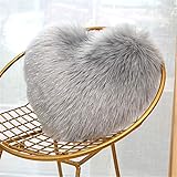 Soft Faux Fur Decorative Throw Pillows Cover, Heart Shaped Floor Pillow Seating Cushion Cover Fuzzy Pillow Cushion Best Gifts for Birthday Valentine's Day Mother's Day (excluding Inserts)