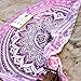Start Round Flower Print Beach Home Blanket Table Cloth Yoga Mat (Hot Pink)