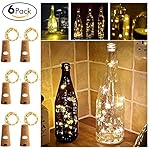 Wine Bottles String Lights, GardenDecor 6 Packs Micro Artificial Cork Copper Wire Starry Fairy Lights, Battery Operated Lights for Bedroom, Parties, Wedding, Decoration(6 Packs 2m/7.2ft Warm White)