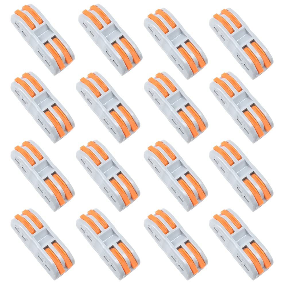 CEEYSEE 16 Pcs Compact Wire Connectors One-to-One Diy Electrical Terminal Blocks Circuit Inline Splices Lever Nut Connector Quick Cable Clamp Spring Butt Connectors（2 in 2 Out）