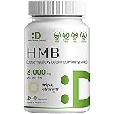 Ultra Strength HMB Supplements 3,000mg Per Serving, 240 Capsules | Third Party Tested | Supports Muscle Growth, Retention & Lean Muscle Mass | Fast Workout Recovery