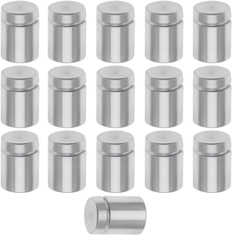 Sign Standoff Screws,TEZONG 1/2” x 4/5” Standoffs Wall Mounting Hardware Holders Silver Aluminum Frameless Glass Standoff Advertisement Screws Displays Acrylic Picture Standoffs 16Packs
