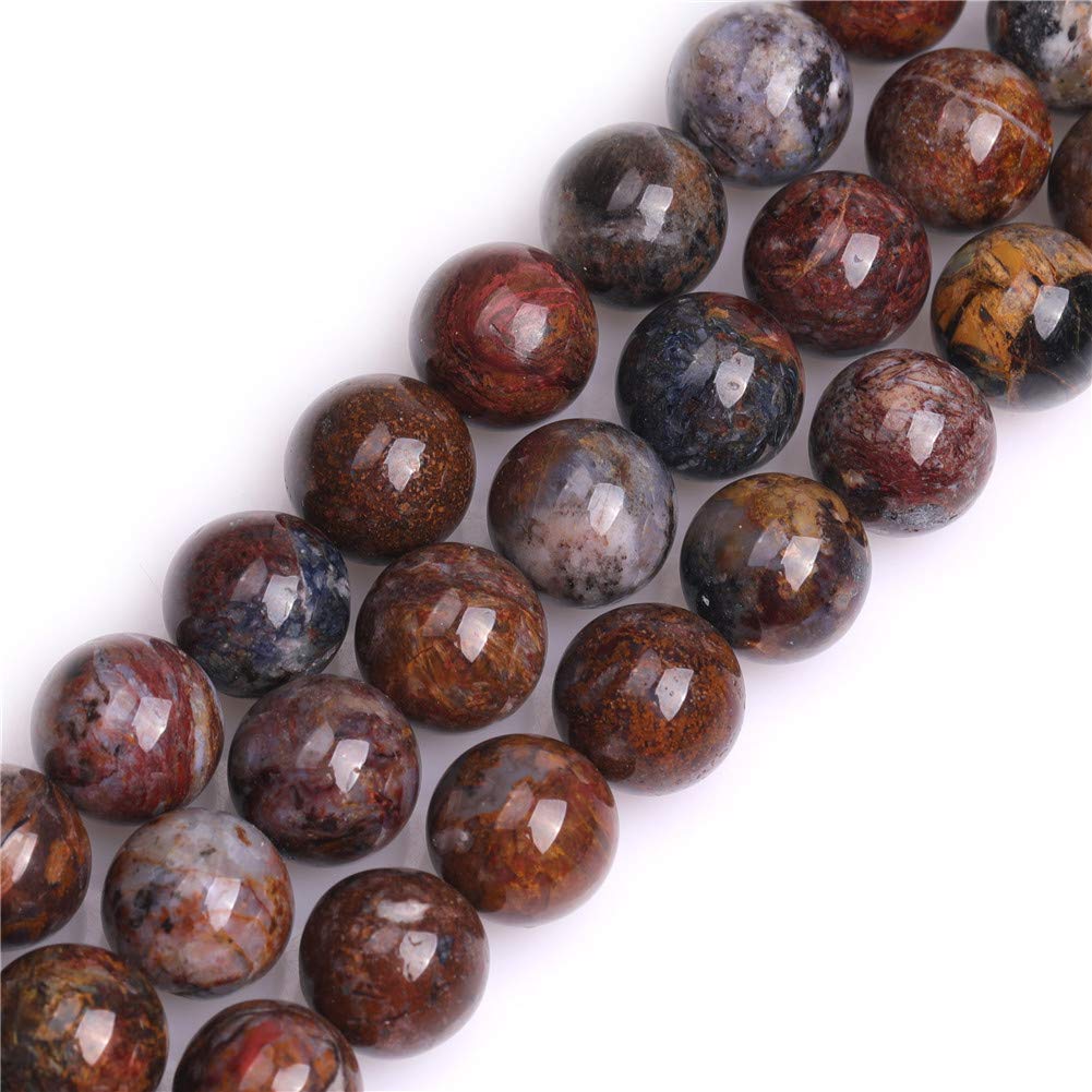 GEM-Inside Natural AA Grade 12mm Brown Pietersite Round Gemstone Semi Precious Loose Beads for Jewellery Making 15''