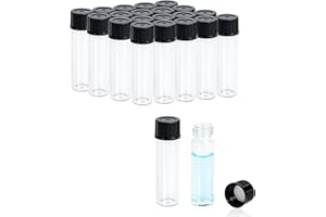 ALWSCI 2 Dram Glass Vials, Small Liquid Sample Vial, 8ml Borosilicate Glass Empty Vials with Caps, 15-425 Black Screw Caps wi