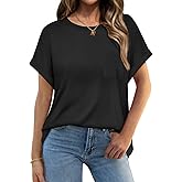 onlypuff Casual Womens Top Short Sleeve Summer Shirts Cute Tee Shirt Loose Tunic Top 2025 Fashion Trendy