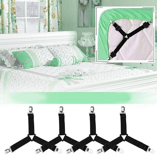 Amazon Com Cocoplaza Bed Sheet Straps Fasteners Adjustable Triangle Elastic Suspenders Gripper Holder Straps Clips For Bed Sheets Mattress 4 8 Pcs A 4pcs Black Home Kitchen