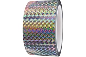 SICCOMA Self-Adhesive Holographic Reflective Tape Prism Tape Holographic Reflective Tape for Keep Birds Away, Craft Projects, DIY Art, Home, Daily Use (Silver, 2 Inch x 55 Yard)